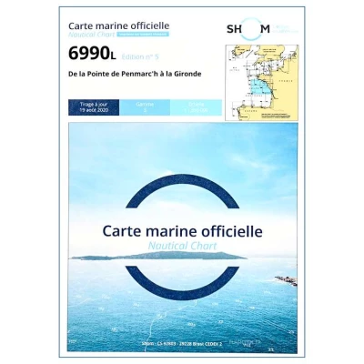 Carte marine 6990L du Shom - De la Pointe de Penmarc'h à la Gironde - Shom