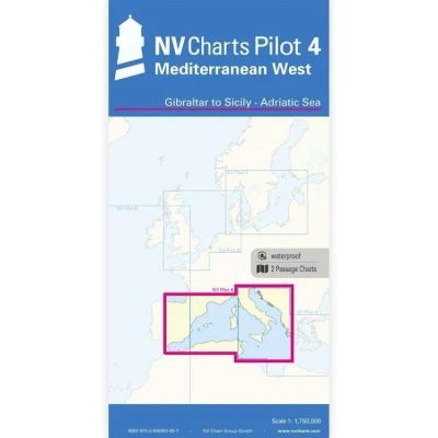 Carte marine NV Pilot 4 - Méditerranée Ouest - De Gibraltar à la Sicile - Mer Adriatique - NV Chart