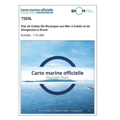Carte marine 7323L du Shom - Pas de Calais - De Boulogne-sur-Mer à Calais et de Dungeness à Dover - Shom