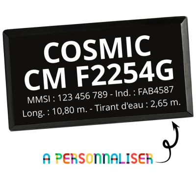 Plaque d’immatriculation interne obligatoire pour bateau, personnalisée, luxury noir - FlashTide