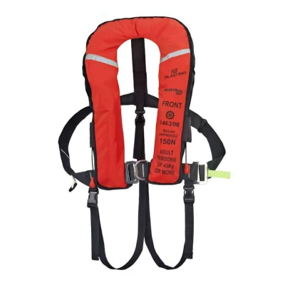 Gilet Gonflable Solas Austral 180N Automatique UML avec harnais, double sous-cutale et masque anti-embruns par Plastimo, Rouge - Plastimo